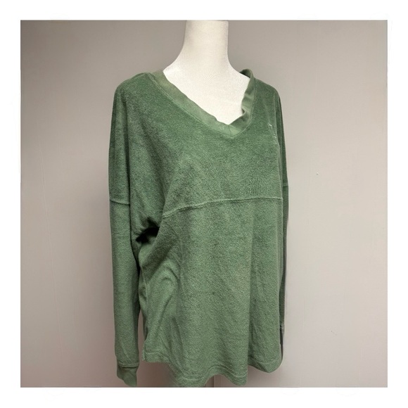 PINK Victoria's Secret Tops - **DONATED** PINK Victoria's Secret Green Oversized Long Sleeve Sweatshirt